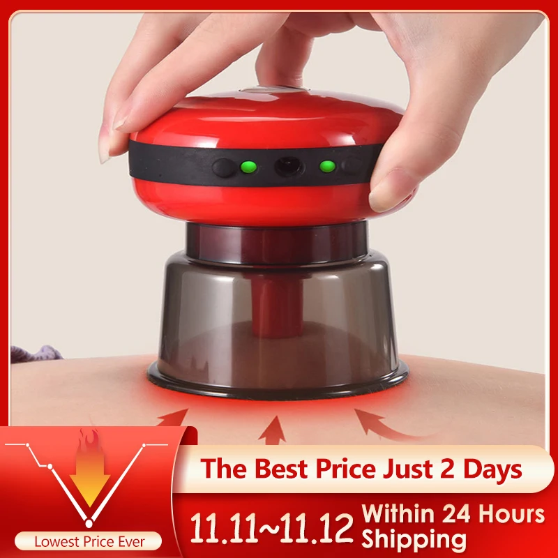 

Electric Cupping Therapy Massager with Red Light Therapy Portable Rechargeable Adjustable Cupping Therapy Massage Tool Back Body