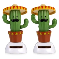 2 pcs cactus solar dancing toy energy saving dancing doll swinging animated dancer car office home desk decoration accessories