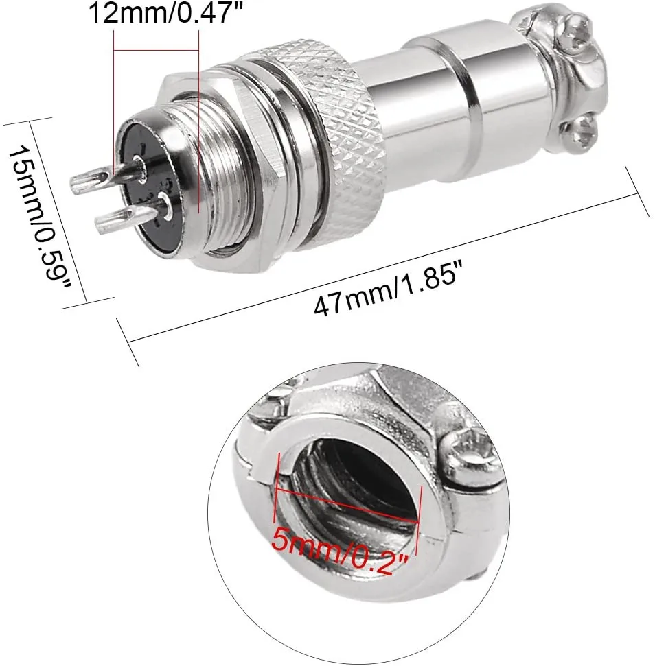 

5 Pairs Aviation Connector Plug 2-Pins Male + Female Panel Metal GX12A-2P Aviation Socket Plug Wire Panel Connector