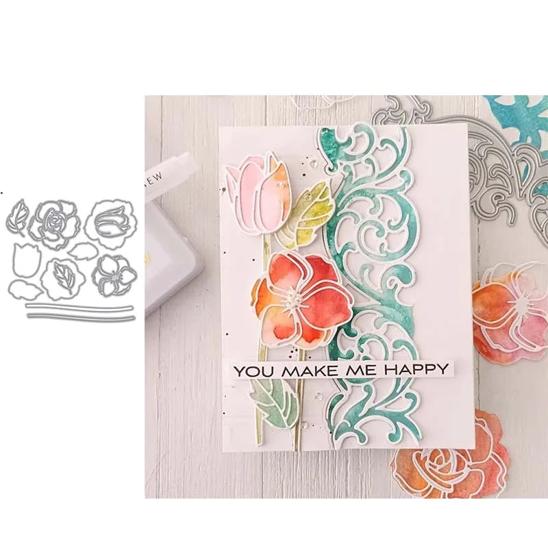 

2021 New Design Metal Cutting Dies Flowers Leaves Craft Scrapbooking Handmade Knife Mould Blade Punch Stencils Dies Cut Model