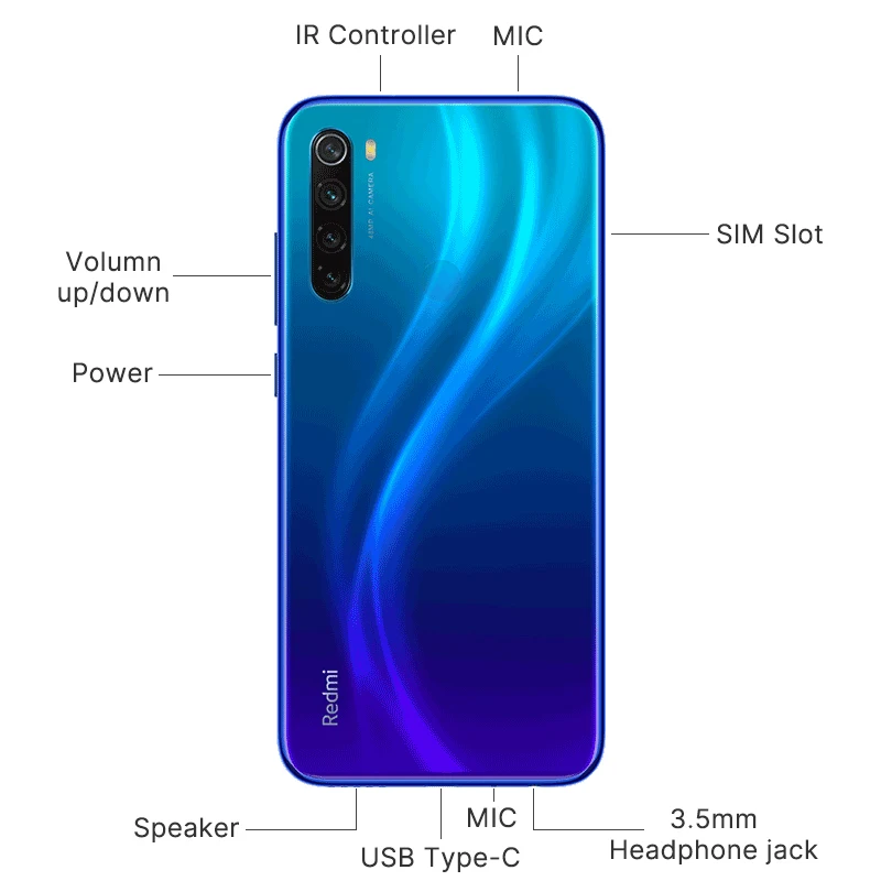Xiaomi Redmi Note 8 3 ГБ 32 Смартфон Snapdragon 665 4000 мАч 6 &quotFHD + дисплей 48MP Quad камера мобильный
