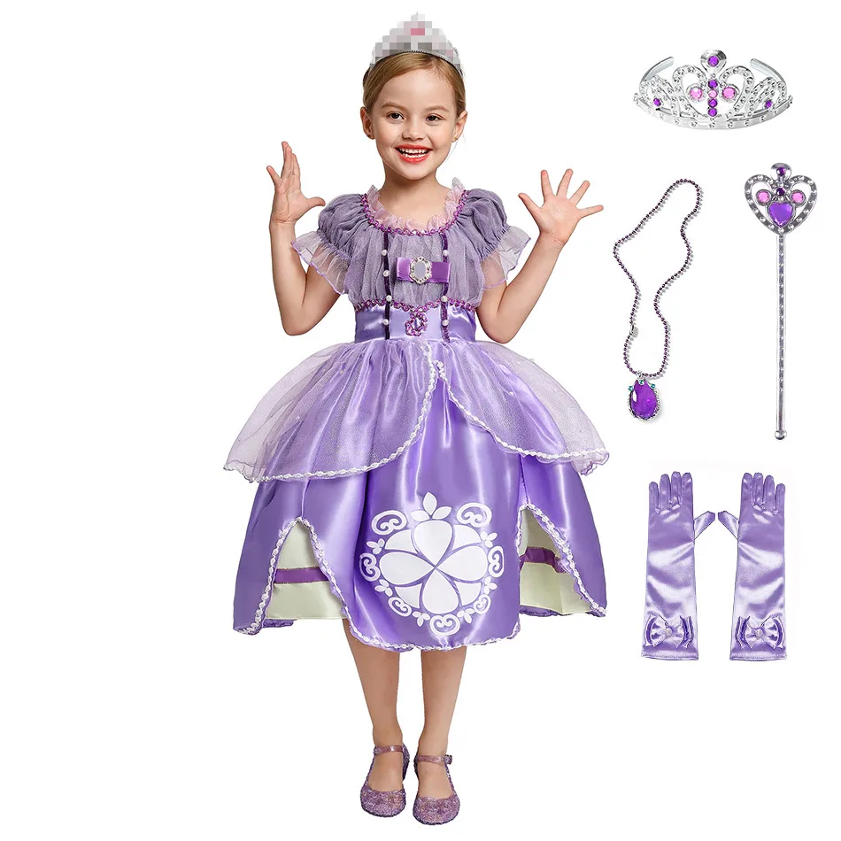 Платье принцессы Софии с жемчужинами для девочки сетчатый лиф бальное платье