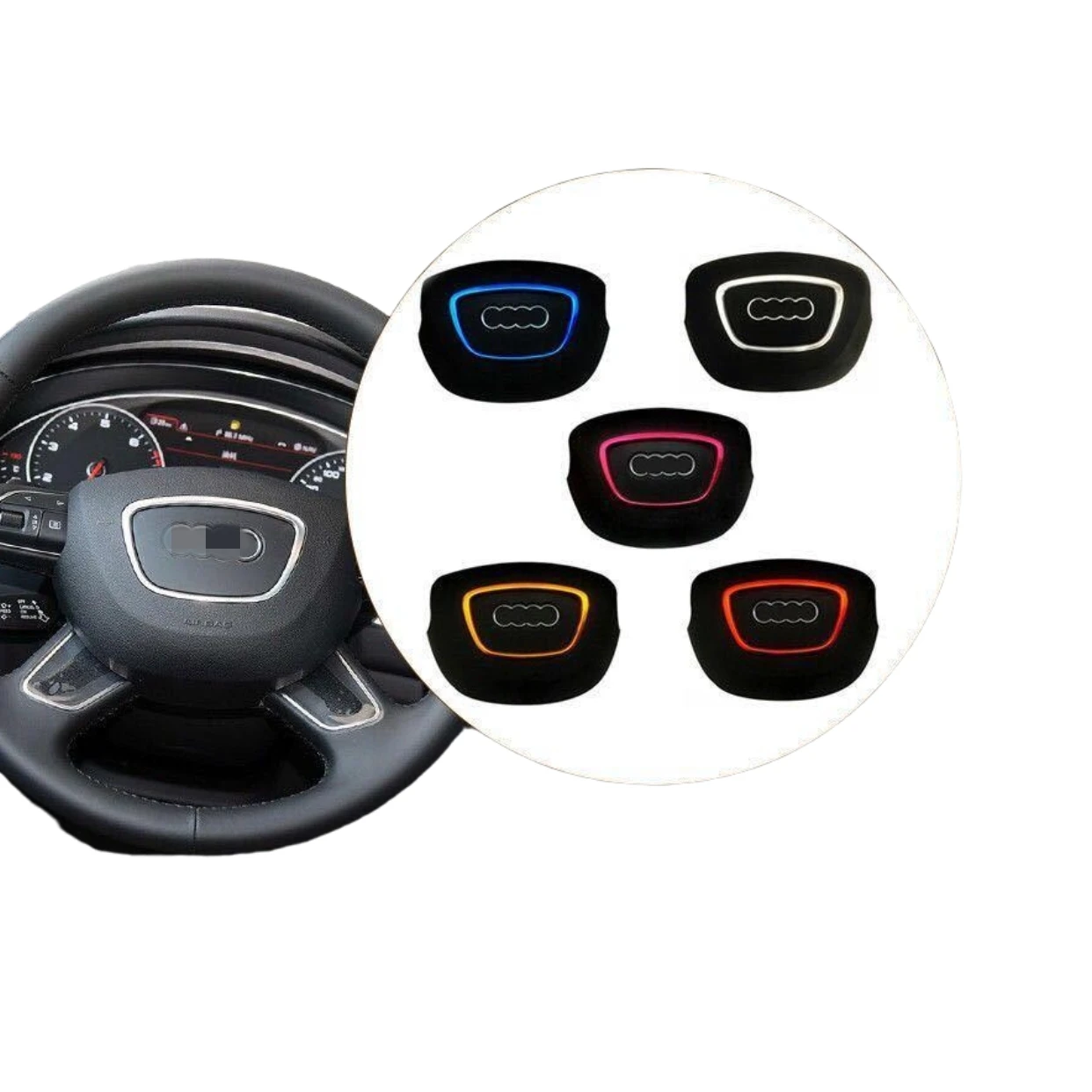 

Car Styling steering wheel center logo Covers Stickers Trim for Audi A3/A4L/A6L/Q3/Q5/Q7IA8 Interior Accessories