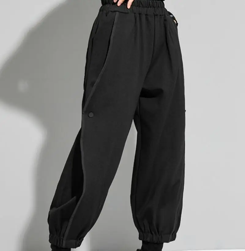

HOT/Spring Women New Fashion Personalized Large size High-waist nine-point Loose casual color block harem pants/27-36
