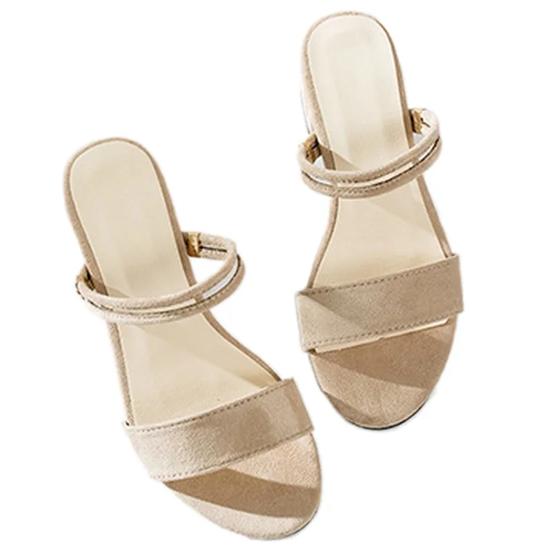 

Women's Sandals 2021 New Korean Version of Thick-heeled Women's Sandals Mid-heel with Roman Women's Shoes and Outer Sandals