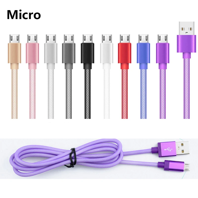 100 шт. 1 м micro 5pin/ios 8pin/Type C текстильный плетеный usb кабель для передачи данных с