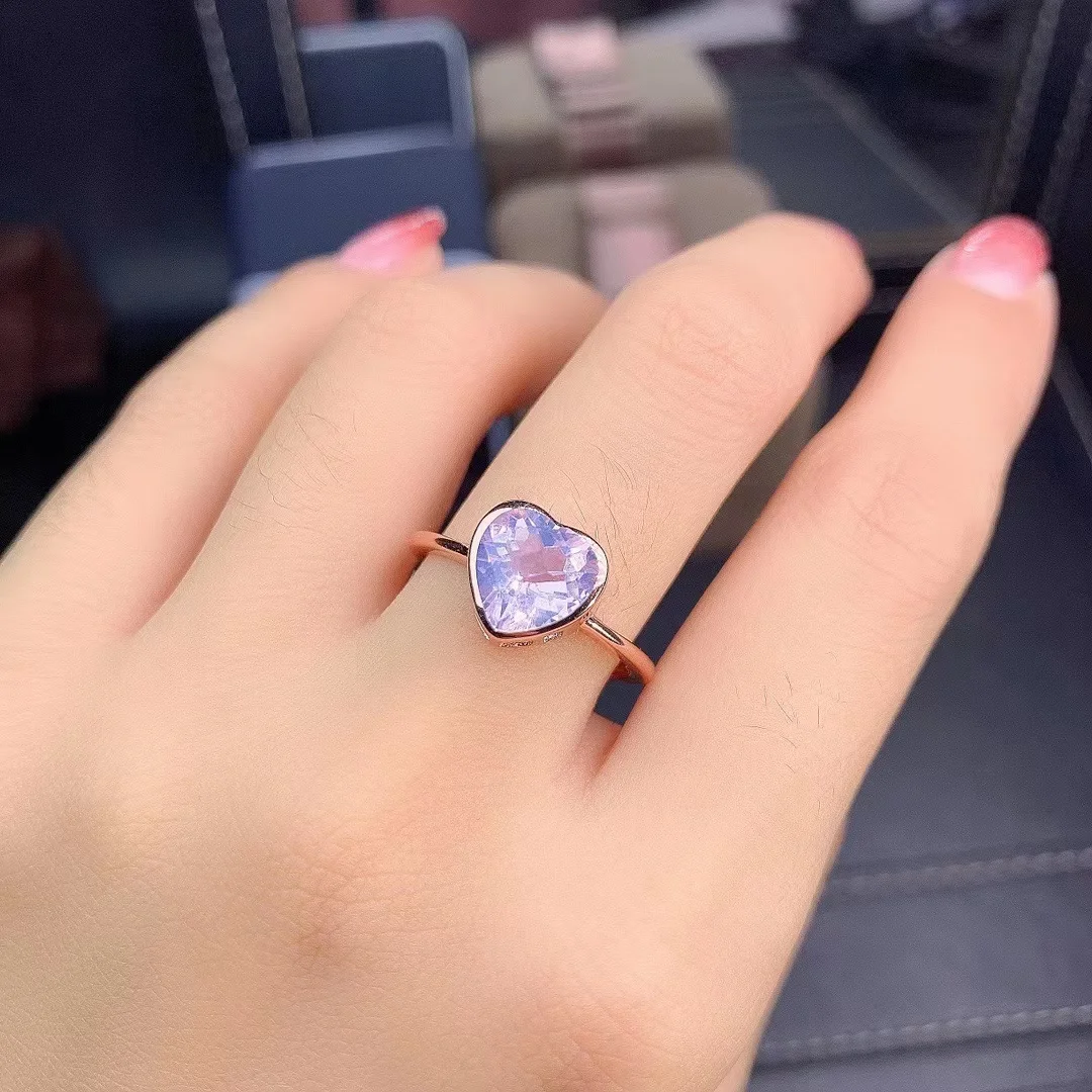 Rose Gold Plated 925 Sterling Silver Jewelry Natural Lavender Quartz Gemstone Ring Asscher 8x8mm Lavender Women Rings