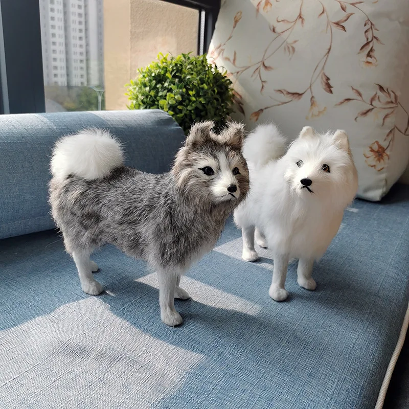 

12.6" Simulation Docile Companion Dog Fur Samoyed Husky Home Desktop Decoration PVC Action Figure Collectible Model Toy 31CM J