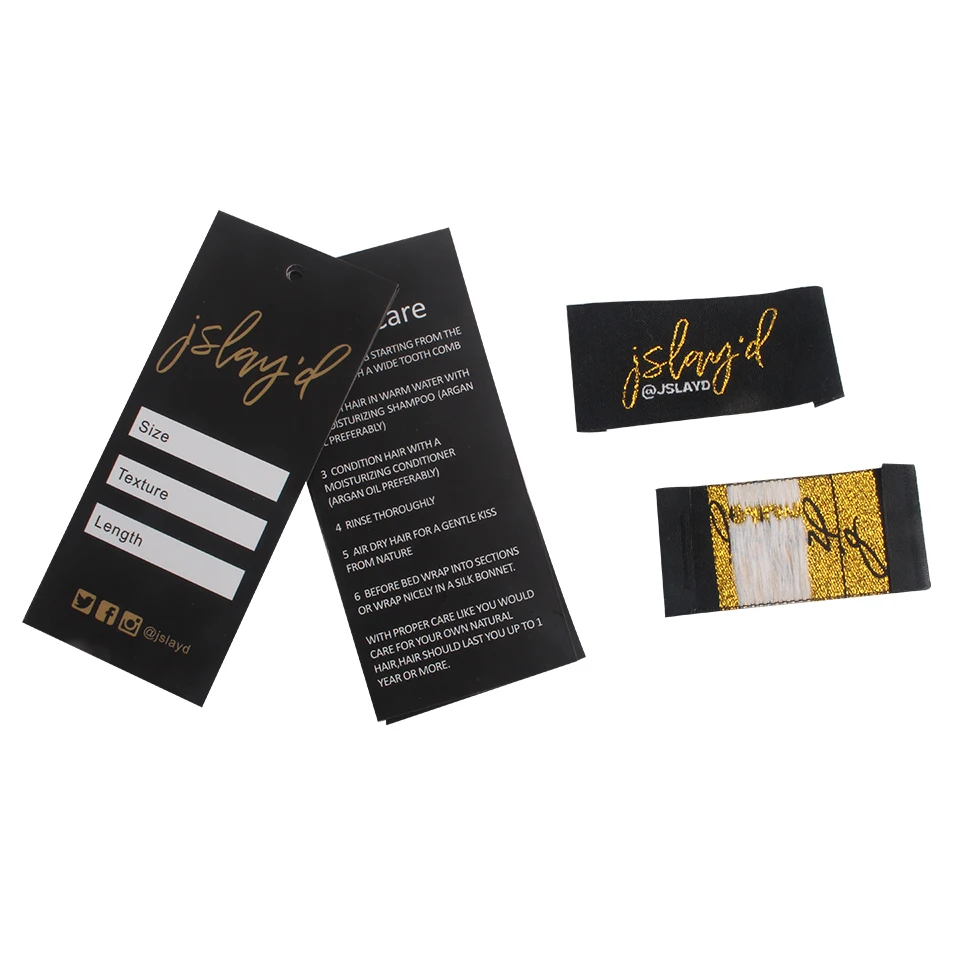 Custom logo brand printing Virgin Hair extensions bundles wrap stickers wig name woven labels tags paper hang tag packing | Дом и сад