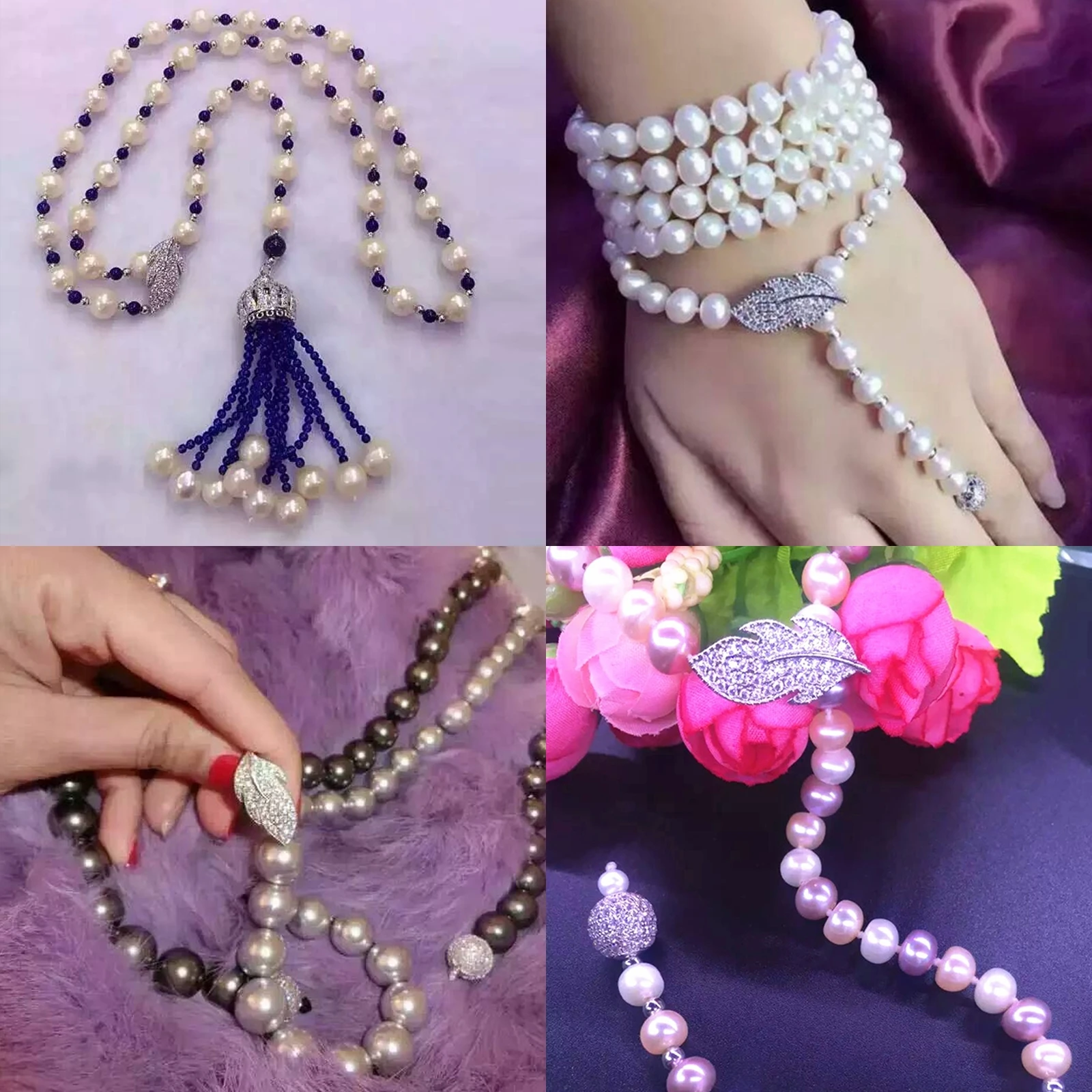 Фото Juya DIY рукоделие драгоценные камни свитер с жемчугом цепи регулировка длины зажим застежки крючки Аксессуары для бисера браслет ожерелье из... №5