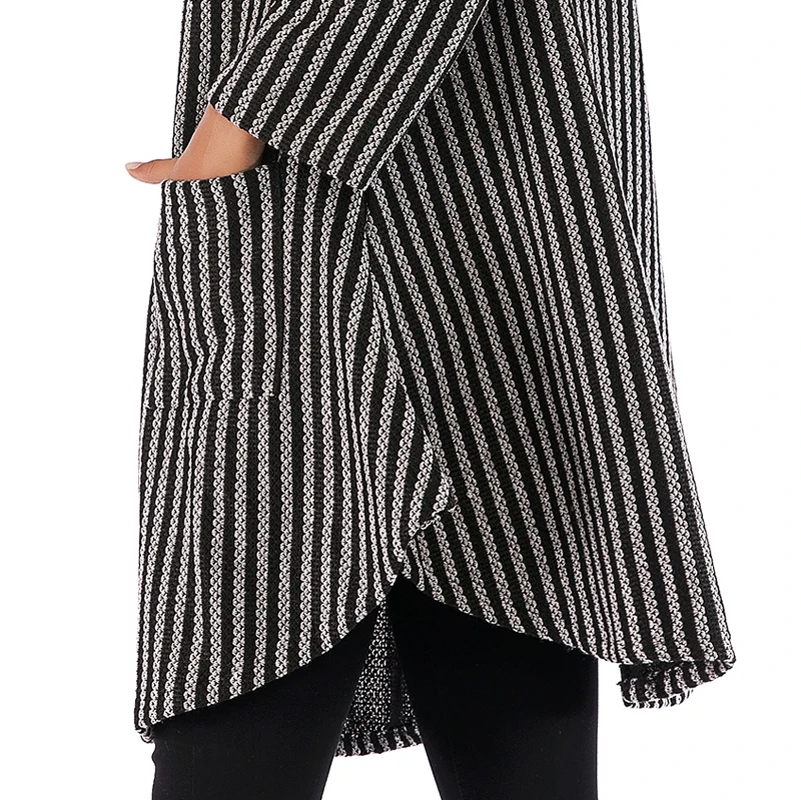 PGSD Autumn winter simple Big size Women knitted sweater pocket Long stripe Pullover loose casual Warm Turtleneck female clothes | Женская