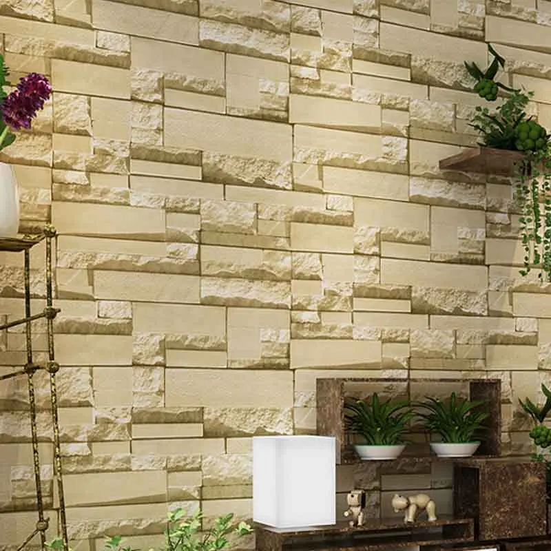 3d Ретро кирпичная кладка Нетканая настенная Бумага отель Костюмы магазин Кофе