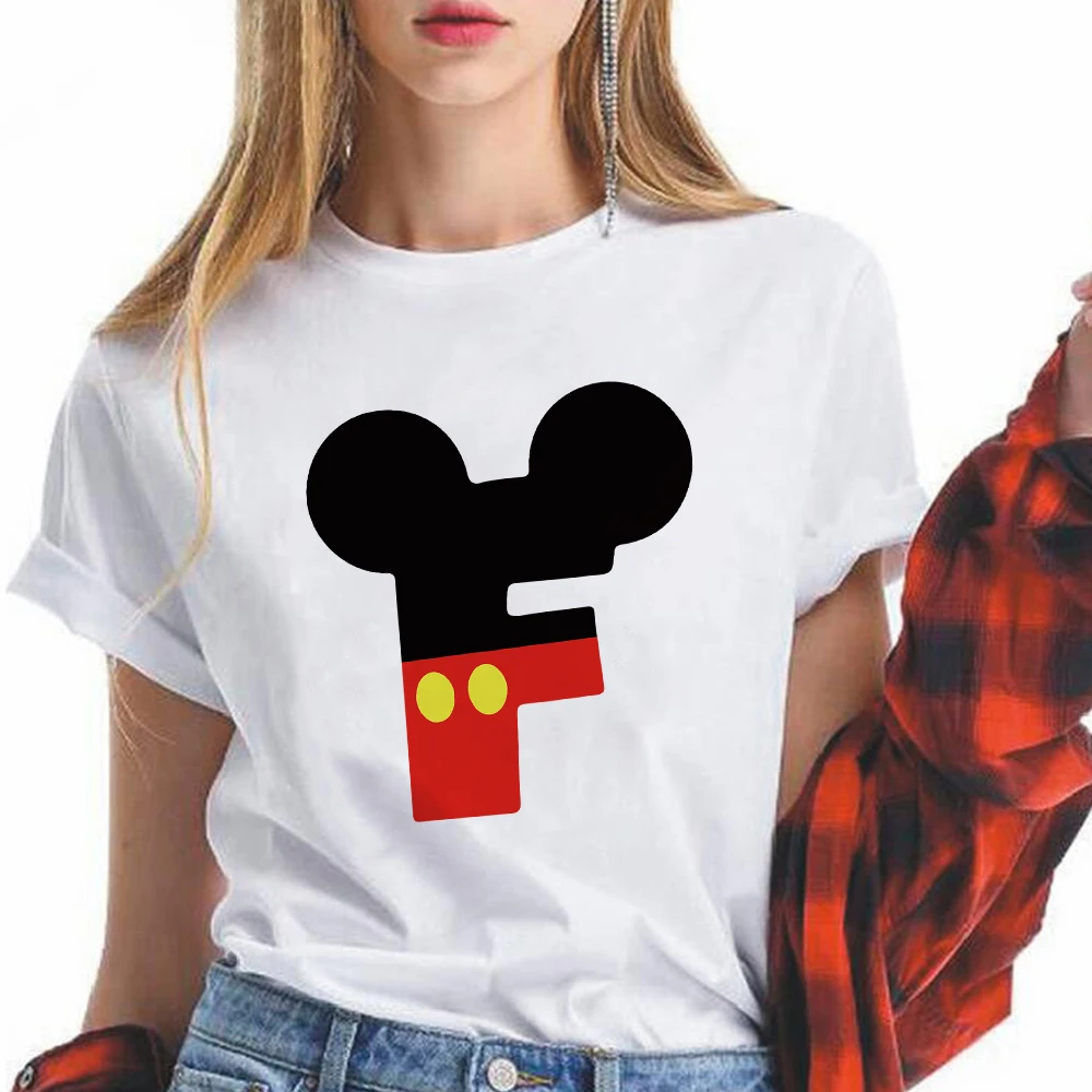 

Women's T-Shirt Summer Top Custom Name Letter Combinations Font A B C D E Ropa Mujer Trend Soft Girl Aesthetic Clothes Disney