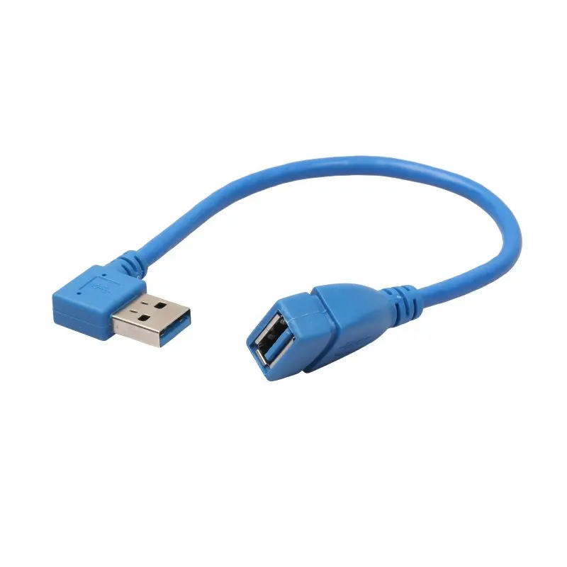 Синий 1 шт. 480 Мбит/с USB 3,0 Прямоугольный удлинитель 90 градусов адаптер «Папа-мама» шнур USB кабели высокое качество - Цвет: Синий