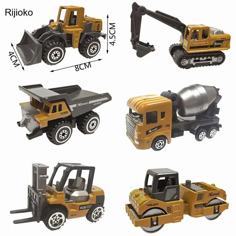 

1:64 6 New Alloy Engineering Vehicles Color Single Window Box Capsule Toy Toy Model Cake Decoration