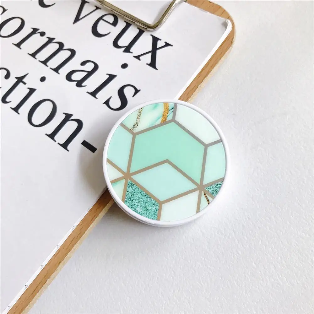 

Glossy Popular Marble Expanding Phone Stand Grip Finger Rring Support Anti-Fall Round Foldable Mobile Phone Holder for iPhone 11