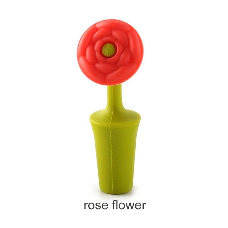 rose flower В форме цветка, пробка для бутылки вина, портативный нетоксичный силиконовый барный инструмент, принадлежности для шампанского, напитков, крышки для бутылок, кухонные гаджеты - Цвет: rose flower