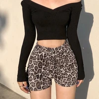 2021 fashion women summer skinny short pants personality leopard pattern zipper high waist casual shorts