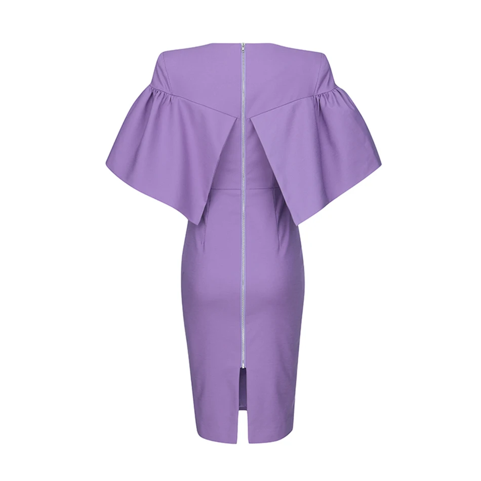 Новинка 2021 модное офисное летнее платье с круглым вырезом и оборками короткое