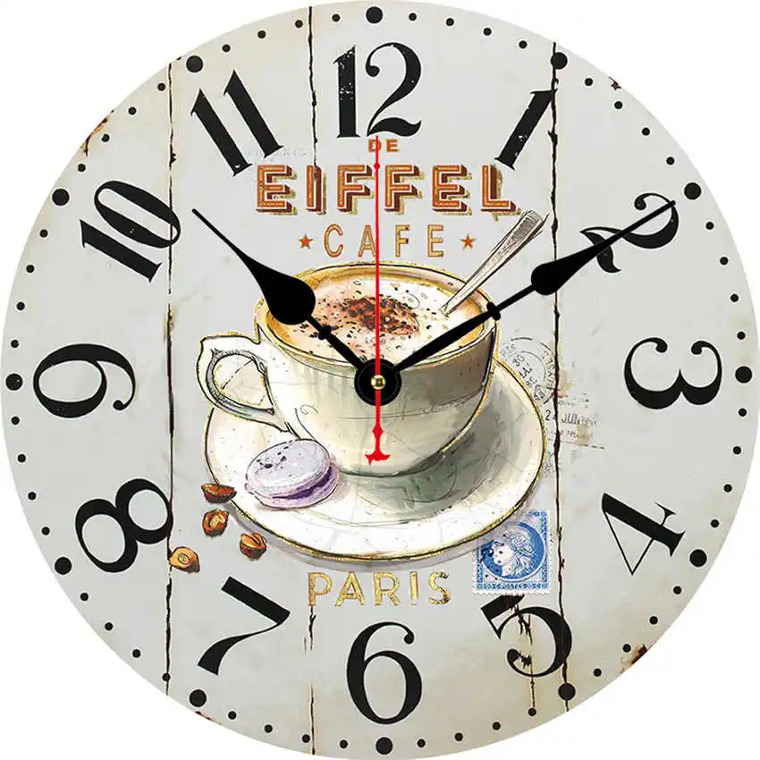Coffee Clock P Цветочные антикварные настенные часы, настенные часы в винтажном стиле, большие часы настенные, круглые Horloge, ретро деревенские декоративные - Цвет: Coffee Clock P