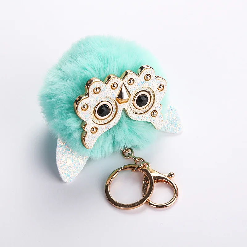 Cute Owl Pompom Keychain Trendy Animal Shape Lovely Faux Fur Ball Car Key Ring Women Girls Holder Bag Pendant Trinket Gift | Украшения и