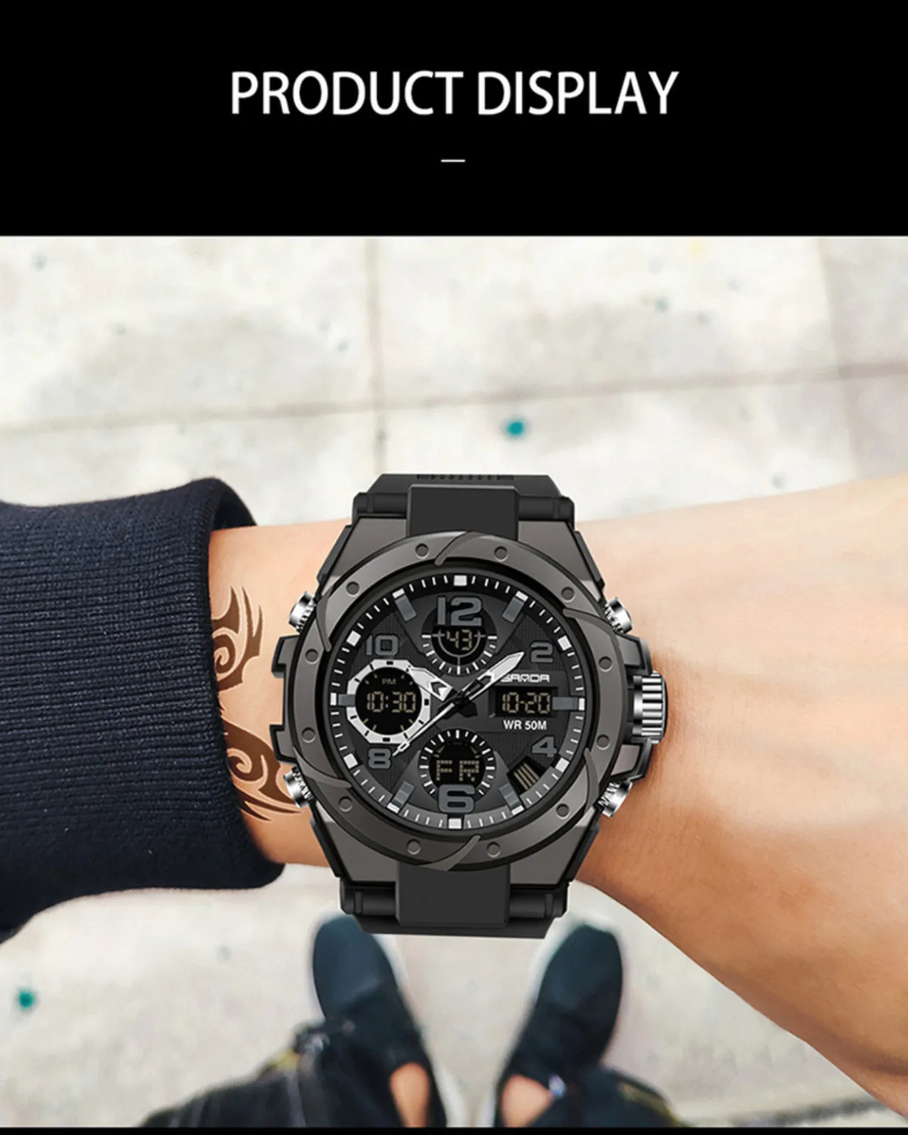 

Fashion Cool Sports series creative Multifunctional Dual Movement LED Digital men's Watch Luxury Brand Military Sports Clock S