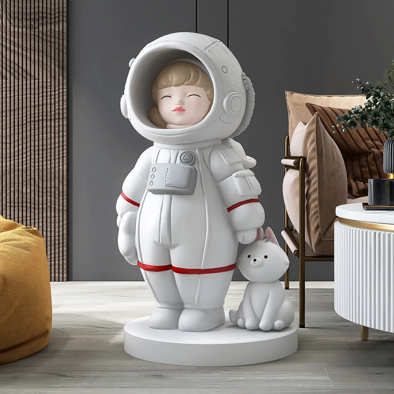 

Home Decor Living Room 75cm Large Decoration TV Cabinet Furnishing Ornaments Figurine Astronaut Girl Statues Housewarming Gifts