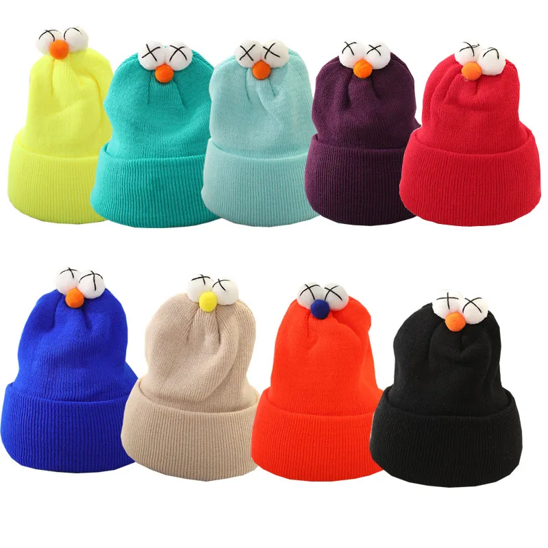 2020 Удобная вязаная детская осенне-зимняя теплая шапка с складными полями