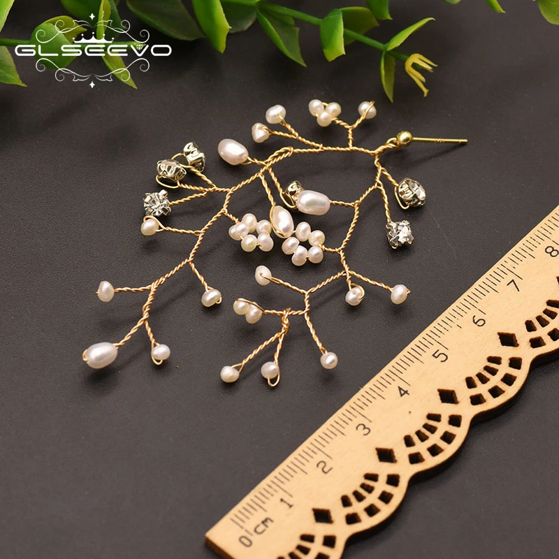 

GLSEEVO Natural Fresh Water Pearl Dangle Earrings For Women Wedding Party Gifts Handmade Flower Design Fine Jewelry GE0847