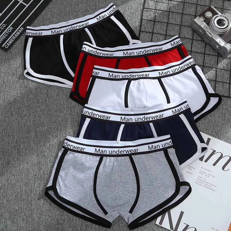 4pcs/lot Cotton Male Panties Mens Underwear Boxers Breathable Man Solid Color Underpants U Convex Sexy European Size Men Shorts
