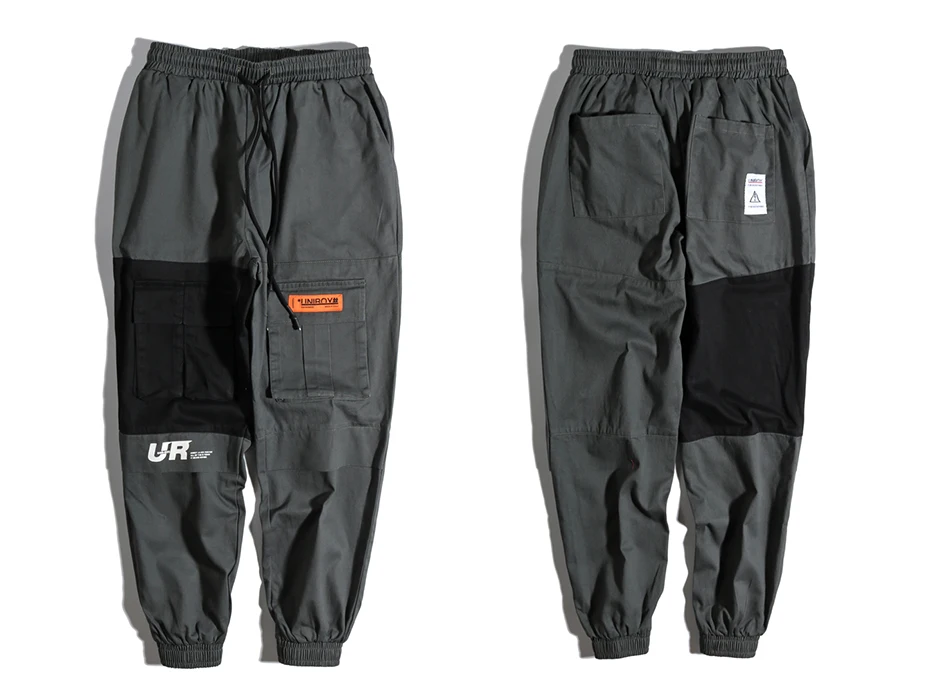 Aelfric Eden штаны карго с карманами мужские Цветные Лоскутные Повседневные Jogger модные тактические брюки Tide Harajuku уличная - Цвет: Зеленый