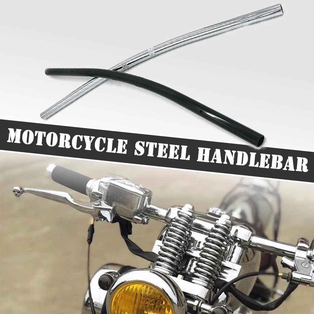 

Motorcycle 7/8" 22mm Modified parts Retro Steel Handlebar Black and Chrome Handle Bar Vintage Scooter Refit Handlebar motorbike