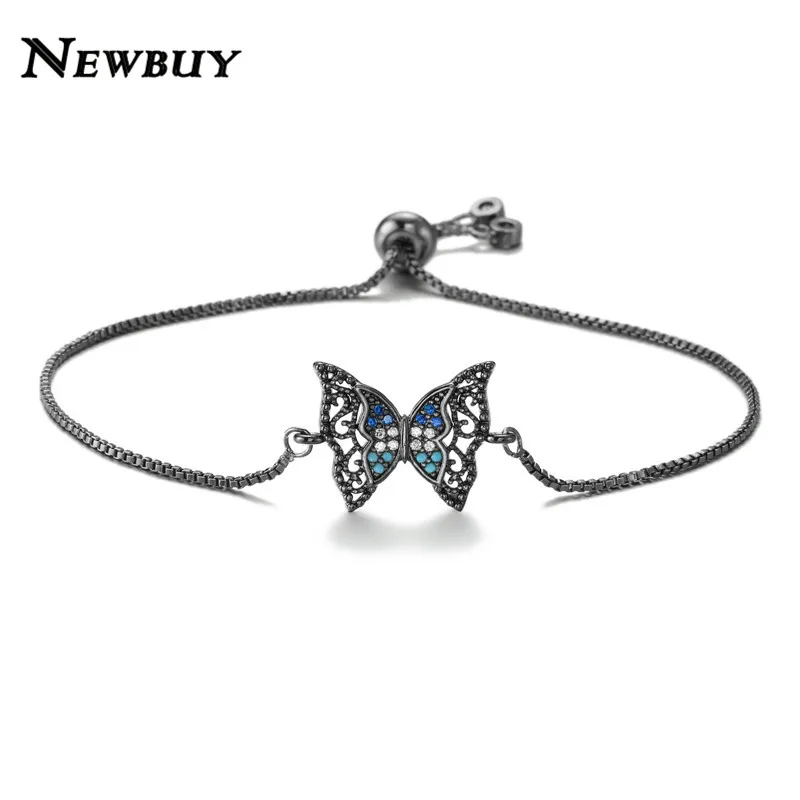 NEWBUY модный микро-паве кубический цирконий браслет для женщин Горячая Распродажа 4 цвета браслет бабочка женские ювелирные изделия - Окраска металла: NBSL316
