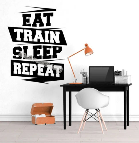 Ешьте поезд сон повторить цитаты стены Стикеры Фитнес упражнения йоги подъема
