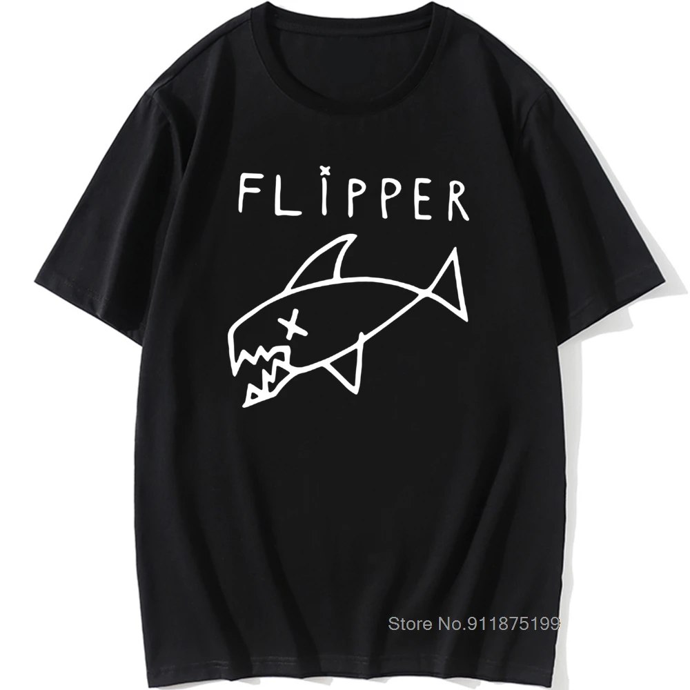 

Flipper Fish Rock Music Band T Shirts Men 100% Cotton O'Neck Tshirt Man T-Shirts Retro Mens Tees Tops Drop Shipping