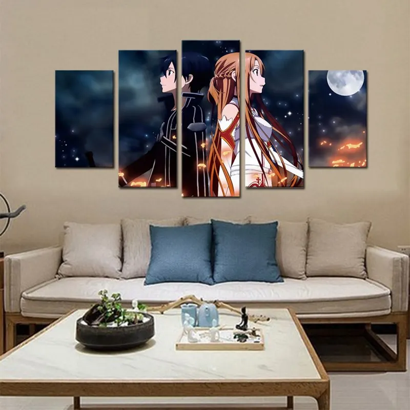 

5 шт., настенные картины на холсте с изображением меча