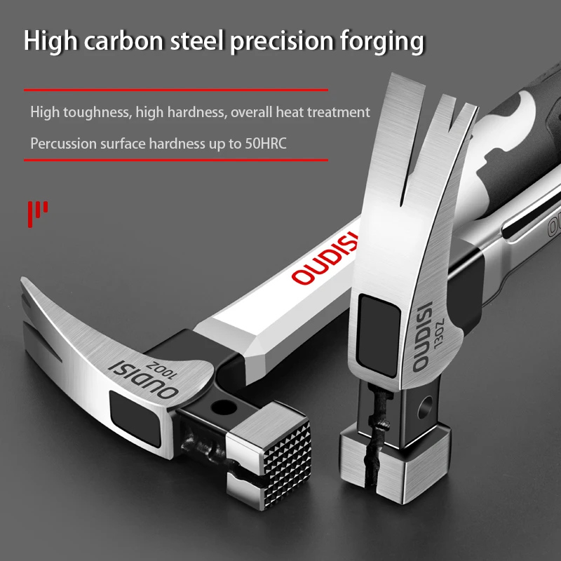 OUDISI-martillo de garra pesado para uñas, herramienta de perforación de acero para carpintería, martillo magnético automático de succión de uñas, 100Z/130Z