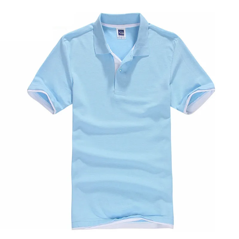 High Quality Tops&Tees Men's Polo shirts Business men brands Polo Shirts Turn-down collar mens polo shirt - Цвет: tian-lan-bai