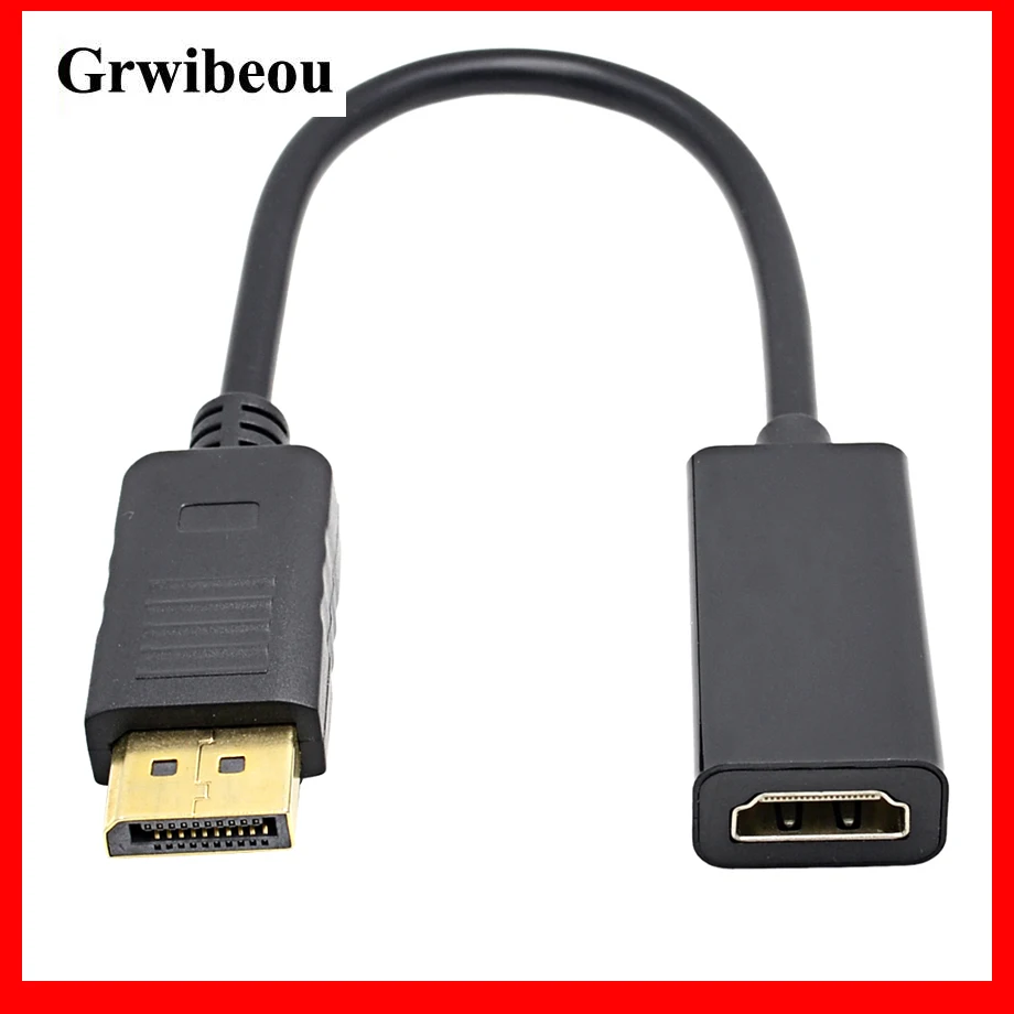 GRWIBEOU DP to HDMI Cable Adapter Male To Female For Laptop PC Display Port Support 4k 1080P HDMI Cable Adapter Converter HDTV