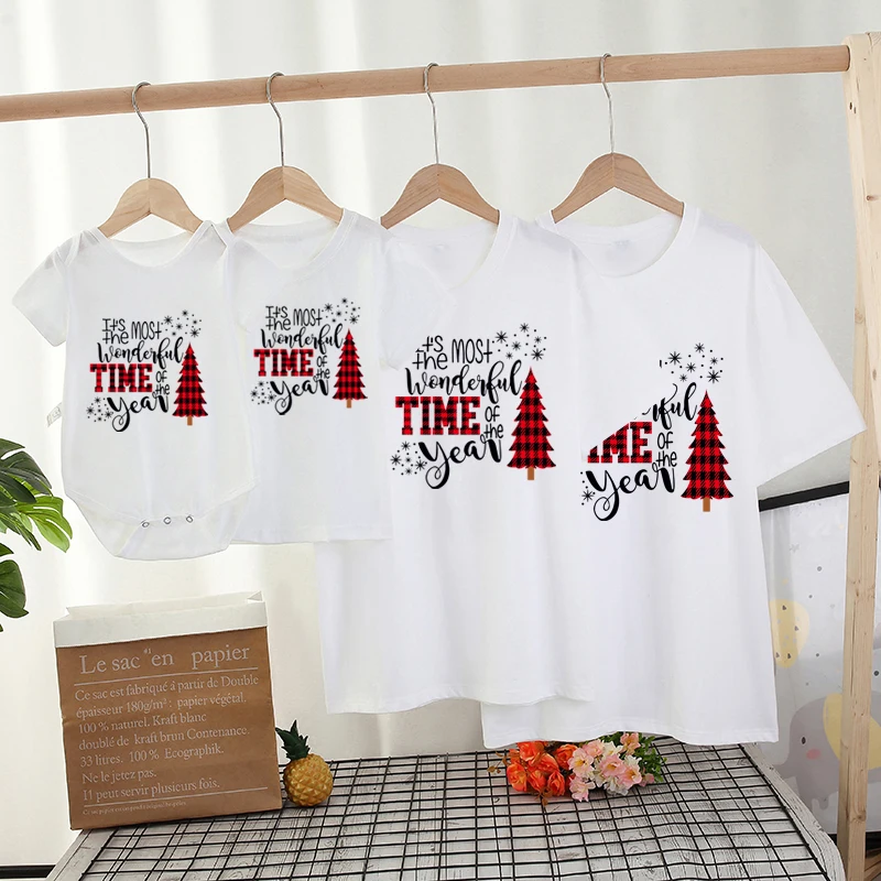 Conjuntos de ropa familiar de &aacute;rbol de Navidad, Camiseta de algod&oacute;n con apariencia familiar, &aacute;rbol de Navidad, madre, padre, beb&eacute;, trajes familiares a juego-1