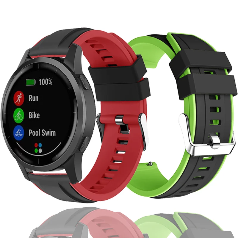 

22 мм двойной Цвет силиконовый ремешок для смарт-часов Garmin Vivoactive 4 Смарт-часы ремешок сменный ремешок для наручных часов Garmin активный полосы ...