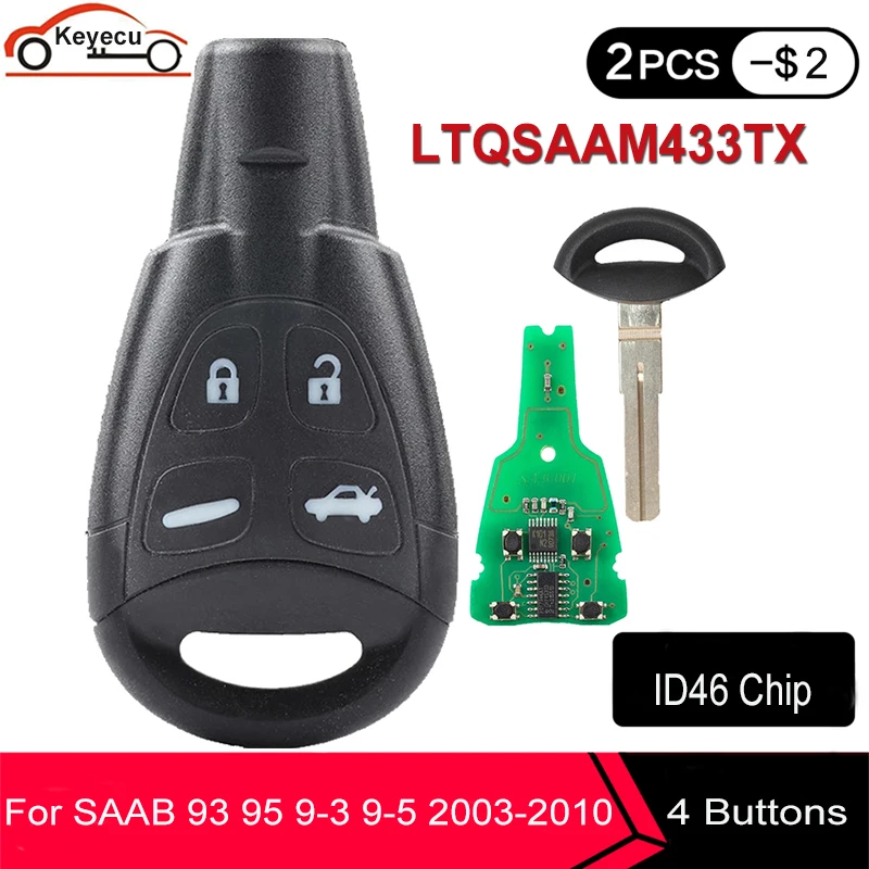 KEYECU 434 МГц ID46 4 кнопки Автомобильный ключ брелок для SAAB 93 95 9 3 5 WF Замена
