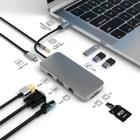 Док-станция 10 в 1, для MacBook ProAir Thunderbolt 3, новая, Type-c, многофункциональный концентратор, двойной HDMI, совместимый с RJ45, VGA