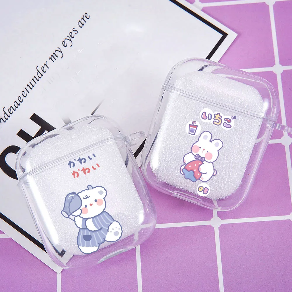 

Soft TPU Silcone Transparent Earphone Case AirPods 1 2 Wireless Bluetooth Earphone for Air Pods Cute Cartoon Animal Bear Cases