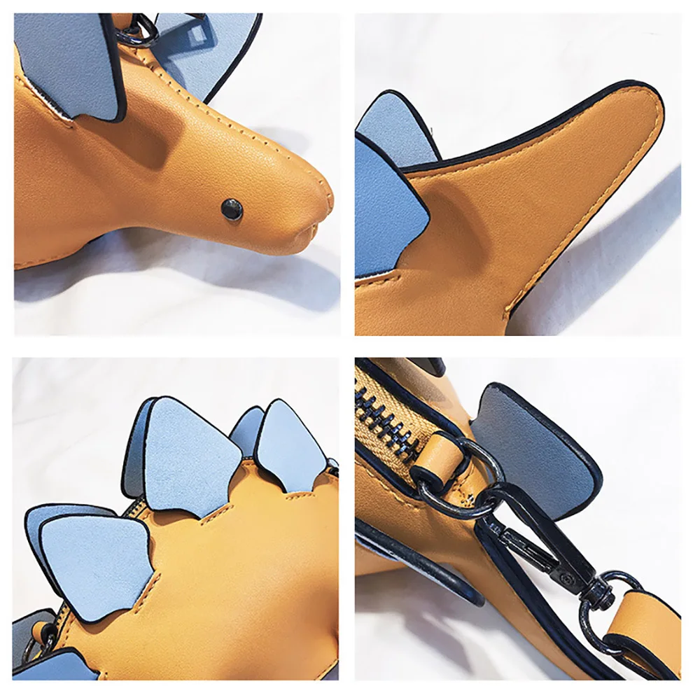 

Cartoon Dinosaur Shape Shoulder Bag PU Leather Women Handbag Cute Ladies Shopping Phone Holder Coin Purse Creative Design