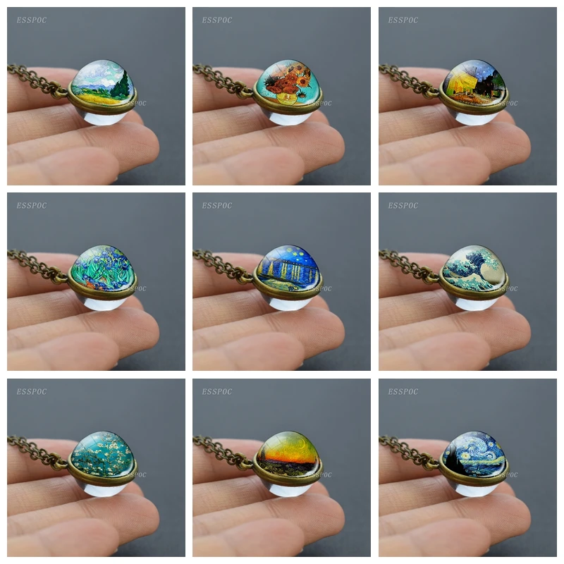 Monet Oil ожерелье с картиной (изображением) Van Gogh подсолнухи Радужная Звездная ночь