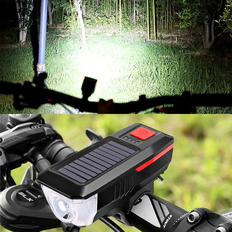 

X-TIGER Solar Bike Light Set Waterproof MTB Bicycle Front Light With Horn USB Rechargeable Safety Warning Bicycle Rear Light