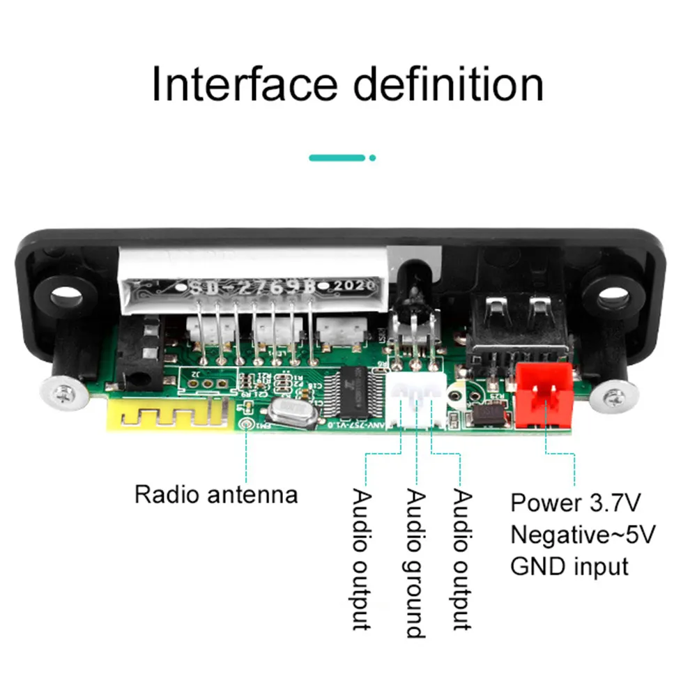 Плата декодера WMA WAV цветной экран 5 В MP3 TWS Bluetooth 0 беспроводной аудио модуль USB AUX TF FM