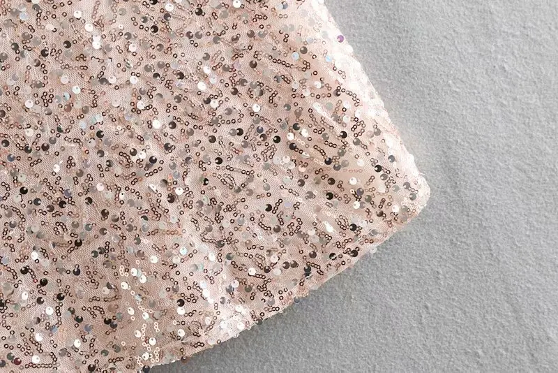 2019 женская сексуальная блуза с круглым вырезом без рукавов расшитая блестками