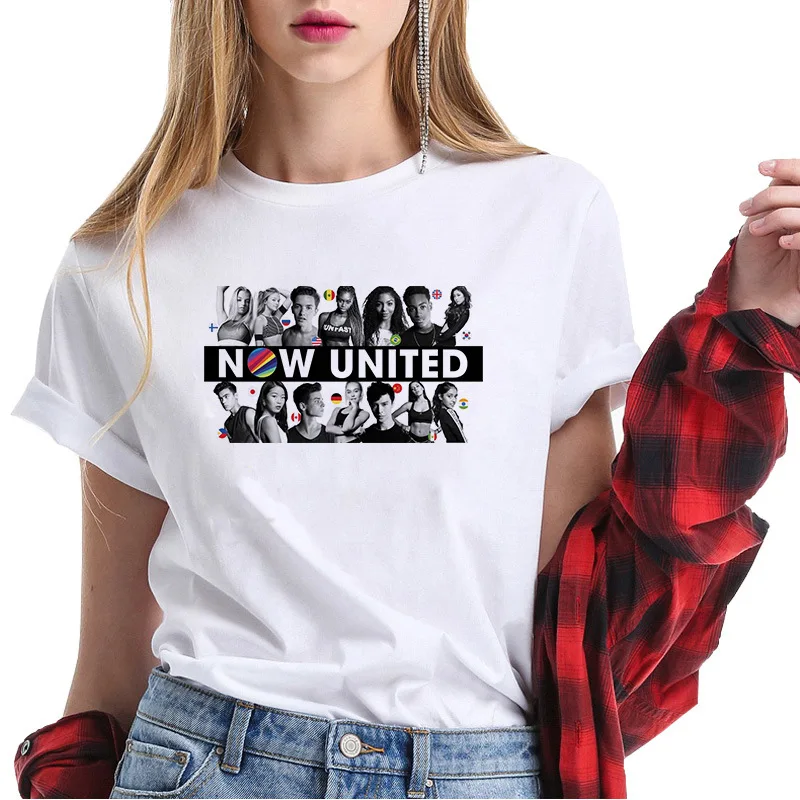 Футболка женская с логотипом Объединенная группа повседневный белый топ в стиле